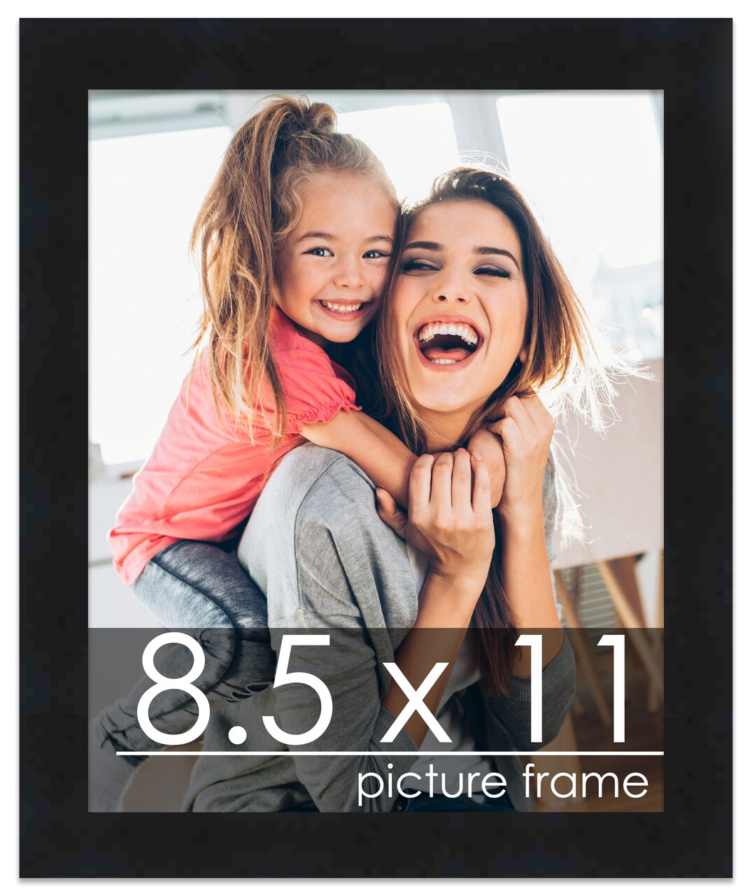 8.5x11 Black Wood Picture Frame - UV Acrylic, Foam Board Backing, Hanging Hardware